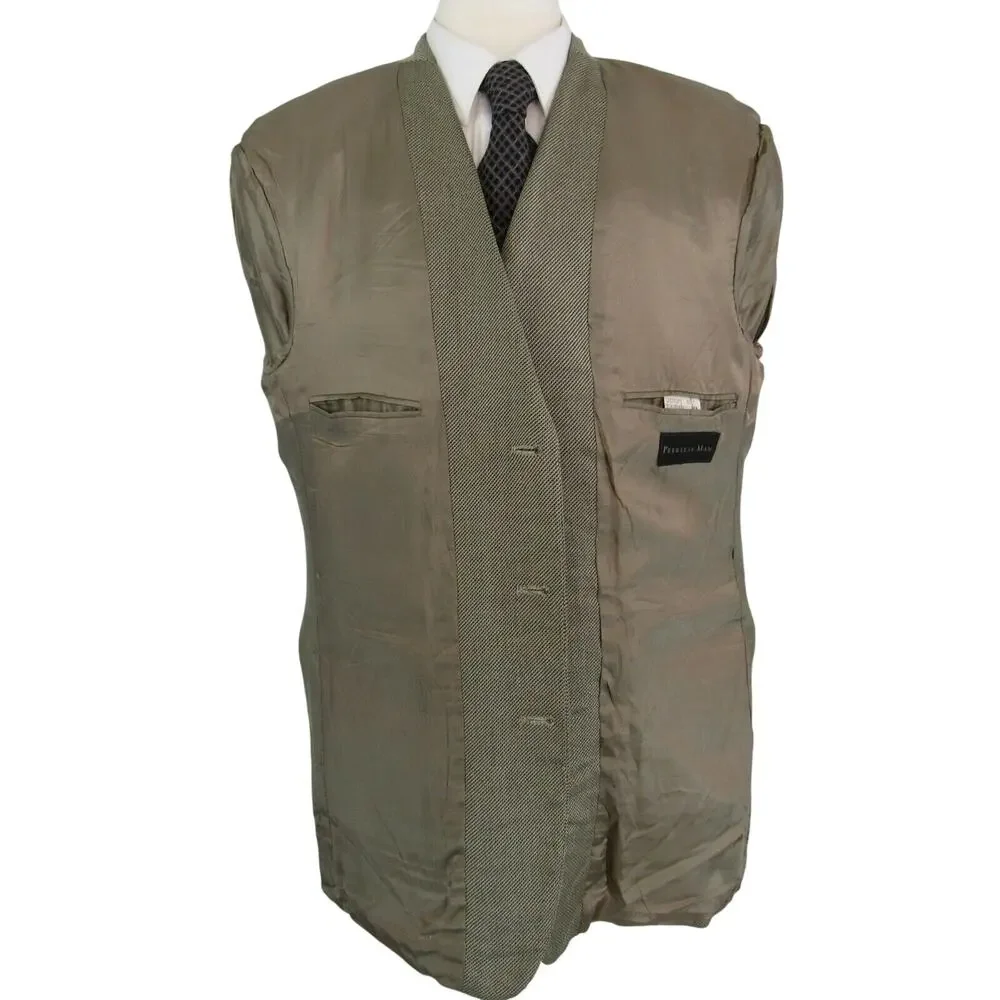 Men's Blazer Jacket Size 46T 3 Button Taupe Peerless Man